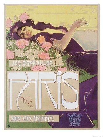 Art Nouveau Cigarettes, Los Cigarillos Women Smoking, UK, 1920 Premium Poster Print, 12x16
