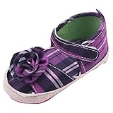 C-Princess女の子 キッズ ベビーシューズ 赤ちゃん ファーストシューズ サンダル スニーカー 花付き チェック柄 かわいい カジュアル パープル 13cm