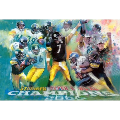Professionally Framed Pittsburgh Steelers Super Bowl Champions Sports Poster - 13x19 with RichAndFramous Black Wood Frame