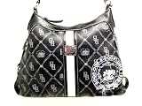 Betty Boop HAND BAG, BLACK/WHITE WITH WHITE CENTER STRIPE