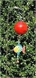 Red Crackle Hand Blown Glass Tropical Fish Suncatcher Gazing Globe with Shepherds Hook