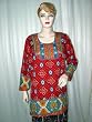 Christmas Gift- Red Printed Designer Kurti Crepe Tunic Top Small Size!!