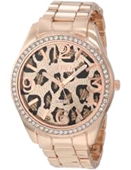 XOXO Womens XO5638 Rose Gold-Tone Leopard Dial Dress Watch