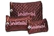 Mud Pie Wedding I Do Quilted Satin Cosmetic Bags, Bridesmaid, Chocolate Brown and Pink