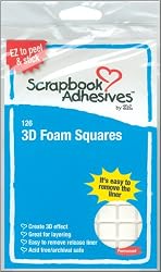 3L/HELMAR 3D 1/2-Inch by 1/2-Inch Permanent Foam Squares, 126/Pkg, White