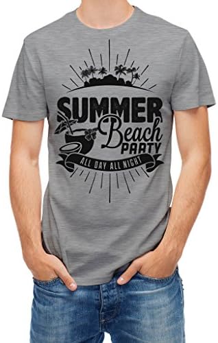 T shirt summer palms beach party holiday Grey melange M