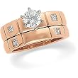 18K Rose Gold Diamond Wedding Set Semimount - CENTER STONE NOT INCLUDED - 0.35 Ct.