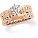 18K Rose Gold Diamond Wedding Set Semimount - CENTER STONE NOT INCLUDED - 0.35 Ct.