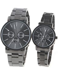 Orient Idea Ori-0278E 2 x Fashionable His & Her Quartz Wrist Watches with Sub-dial Decor & Alloy Band for Lovers Couples