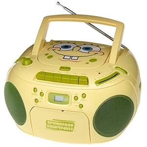 SpongeBob SquarePants CD Boombox, Cassette, AM FM Radio - Yellow by
