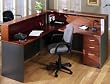 COMPLETE RECEPTION DESK - Bush Series C Secretary Desk in Cherry with 3 File Drawer Cabinet
