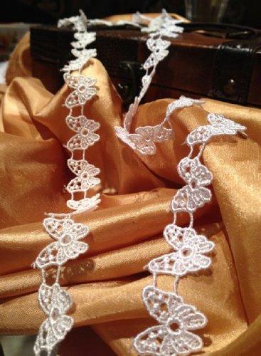 5 Yard Lot , Detailed Butterfly Venise Lace Trim, WHITE, 3/4 Inches