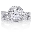 Sterling Silver Ring Round Cubic Zirconia CZ Ring Set - Ideal Gift For Mother, For Her, Birthday, Anniversary, Bridal, Wedding, Engagement