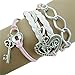Sannysis Infinity Love Heart Key Lock Friendship Antique Leather Charm Bracelet