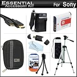 Essential Accessories Kit For Sony Cyber-shot DSC-HX30V, DSC-HX20V Digital Camera Includes Extended Replacement (1350 maH) NP-BG1 Battery + AC/DC Travel Charger + Mini HDMI Cable + USB 2.0 Card Reader + Case + 50" Tripod w/Case + More
