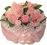 Onesie Pie Pink Roses - Dots Diaper Cake Baby Shower Centerpiece Gift Basket