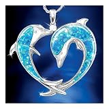 Mother's Day Necklaces & Pendants Gift: Created Opal And Diamond Dolphin Art Pendant Necklace: Endless Sea Of Love