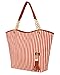 niceeshop(TM) Fashion Stripe Single Shoulder Canvas Bag Women Handbag (Red White)