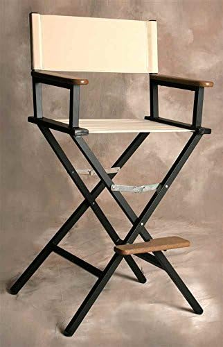 Aluminum Folding Director Style Bar Chair in Linen
