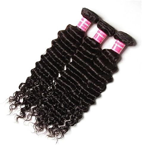 IROO Hair 1 Bundle of Brazilian Virgin Hair Deep Wave Hair Extensions Natural Color Can Be Dyed and Bleached 6a Grade Unprocessed Hair Bundle Human Hair Weave (20, Natural color)