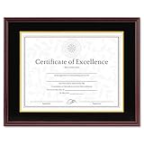 DAX Hardwood Document/Certificate Frame With Charcoal & Gold-Tone Mat 11 X  ....
