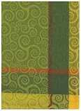 100% Cotton Jacquard Green and Yellow Twirl Dishtowel 18" X 28" Set / 6