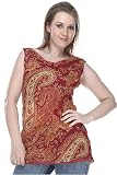 Maroon Paisley Cowl Neck Sleeveless Chiffon Tunic (Petite, Tall & Misses Sizes XS-3X)