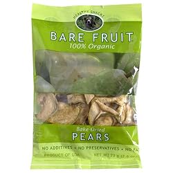 Bare Fruit 100% Organic Bake-Dried Pears, D'Anjou, 2.2 Ounce Pouches (Pack of 12)