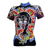 QinYing Women's Cartoon Printing Floral Short Sleeve Bicycle Cycling Jersey XS