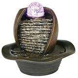 ORE Intl K325 Indoor Table Fountain with LED Light Earth Tone, 8-Inch