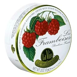 La Vie de La Vosgienne Les Framboises (Raspberry) Hard Candy, Bonbon Fruits, 2-Ounce Tins (Pack of 10)
