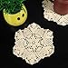 kilofly Crochet Cotton Lace Table Placemats Doilies Vase Pads, 4pc, Beige, 7 inch