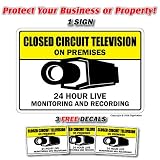 VIDEO SURVEILLANCE CCTV ~1 Sign & 3 Free Decals~ closed circuit tv camera signs