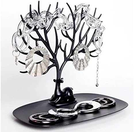[2 Naissance] Plastic Sturdy Cute Decorative Standing Key Hooks Hanging Tray/Key Storage/Cable/Jewelry Rack Organizer for Entryway,Bedroom,Office(Black)