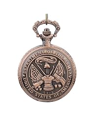 Topearl US Army Medallion Design Pocket Watch Chain Antique Look Quartz Full Hunter Value Quality