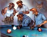 Dogs Playing Pool Art Print