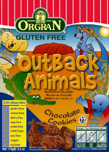 OrgraN Outback Animals Chocolate Cookies, Gluten Free, 6.2 Boxes (Pack of 8)