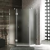 Vigo Industries VG6062CHMT36R Frameless NeoAngle Frosted Glass Shower Enclosure, Chrome