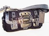 Guess - GUESS HANDBAGS, Guess ATOMIC LOGO SIGNS FLAP Satchel w/ Studs (Coal Black)