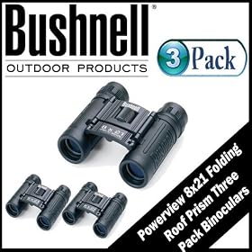 Bushnell Powerview 8x21 Folding Roof Prism Binoculars 3 Pack by Bushnell