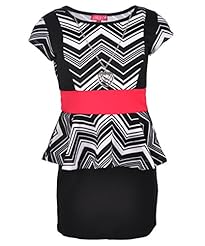 Girls Zig Zag Peplum Lace Polyester/Spandex  Dress