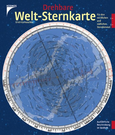 Drehbare Welt-Sternkarte. Für den nördlichen und südlichen Sternhimmel