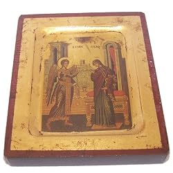 Annunciation - Visitation Icon with sheets of Gold (Lithography) ( 4x5 inches )