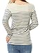 Allegra K Women's Round Neck Long Sleeves Color Block Striped Tops T Shirts Blue XL (US 18)