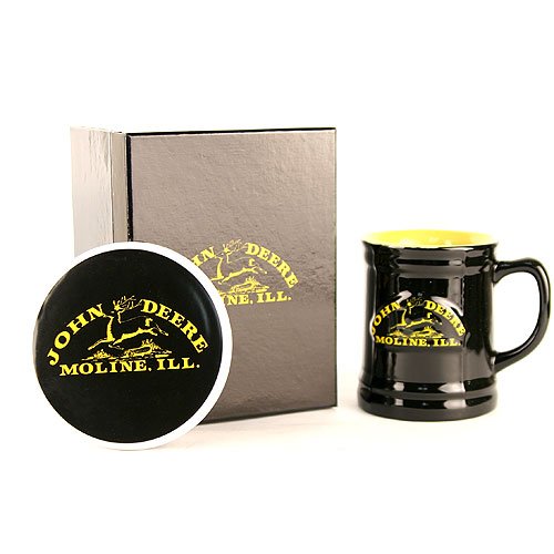 John Deere Ceramic Coffee Mug & Coaster - Black