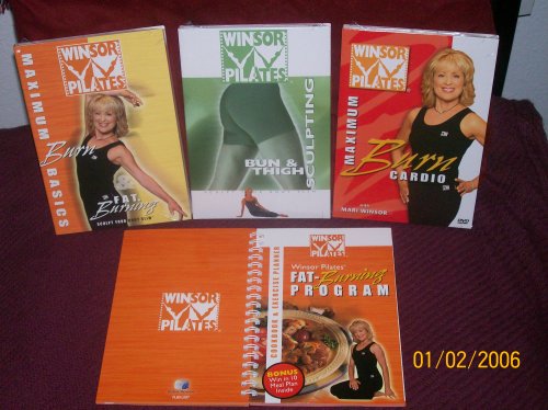 Winsor Pilates 3 DVD Set   4 Great Workouts MAXIMUM BURN BASICS  FAT BURNING  MAXIMUM BURN CARDIO  BUN & THIGH SCULPTING Workouts + BONUS Cookbook with Meal Plan & Exercise Planner Inside
