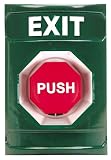 STI SS-2105X Stopper Station, Green, Momentary Mushroom Button, Exit Label
