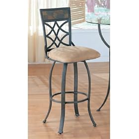 Click here to buy Set of 2 29H Bar Stools with Tiled Back Black Metal Finish by Coaster.