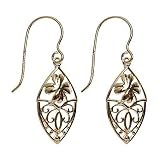 Lucky 18kt Gold over Sterling Silver 4 Leaf Clover Motif Drop Earrings