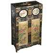 EXP Handmade Asian Furniture - 43" Antique Style Gold & Black "Four Seasons" Wood Storage Cabinet